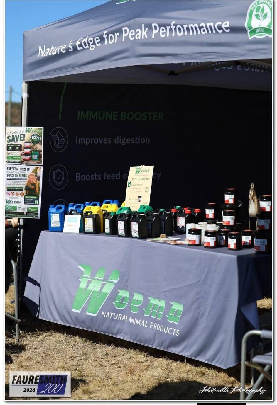 WOEMA display table under a canopy at Fauresmith 2026
