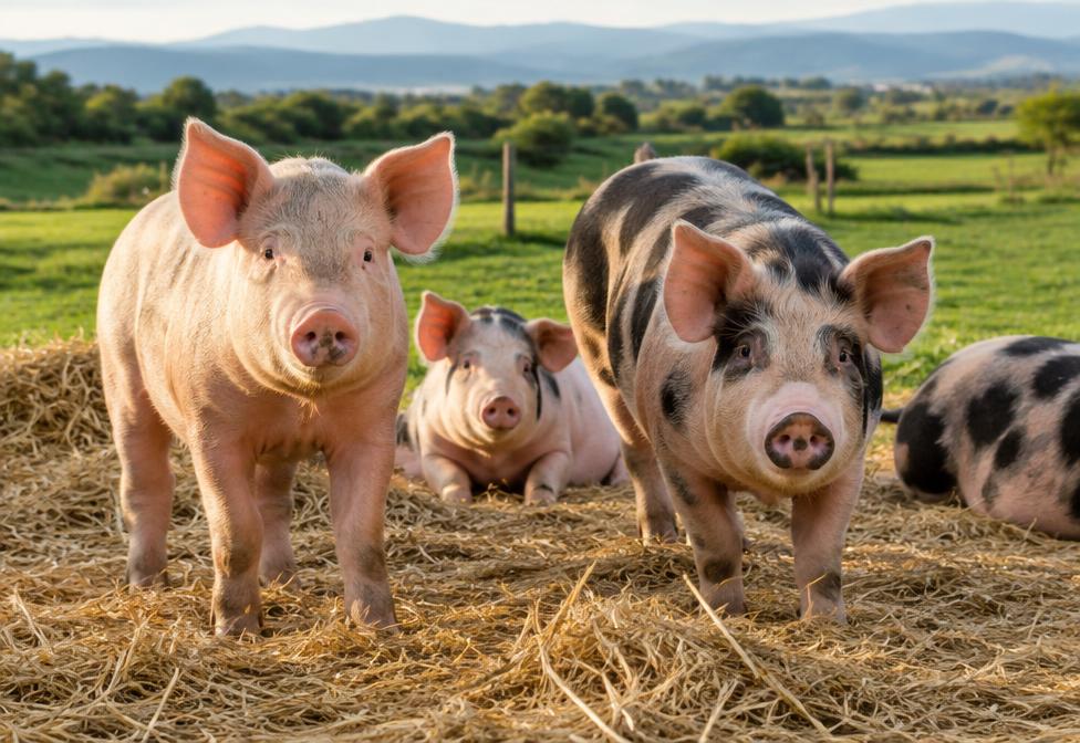 Healthy pigs in a natural South African farm setting